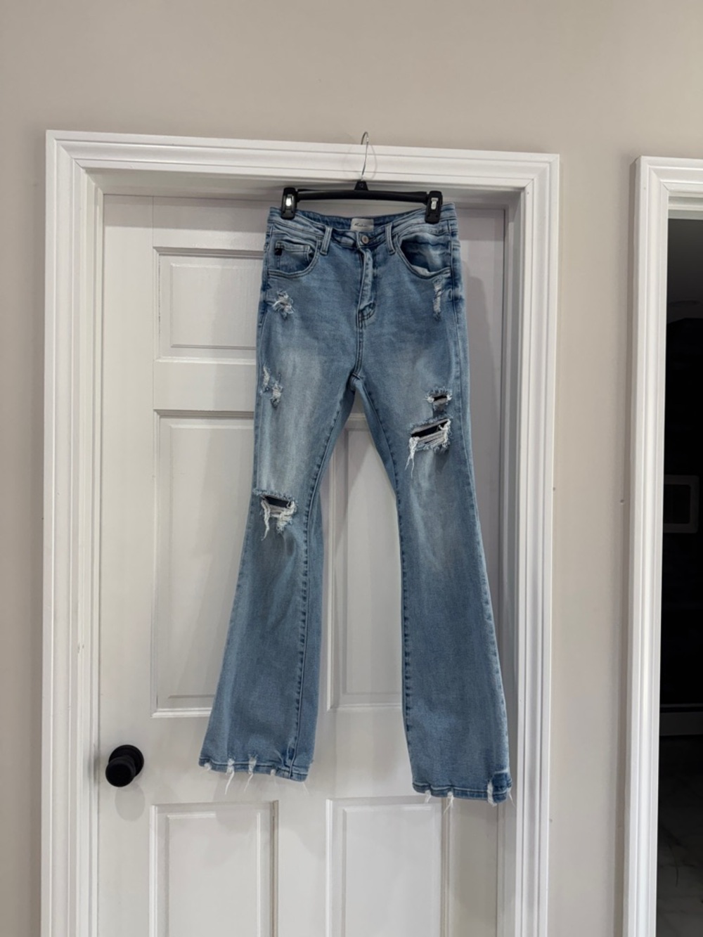 Kancan Light Blue Ripped Distressed Women's Jeans Relaxed Flare Type